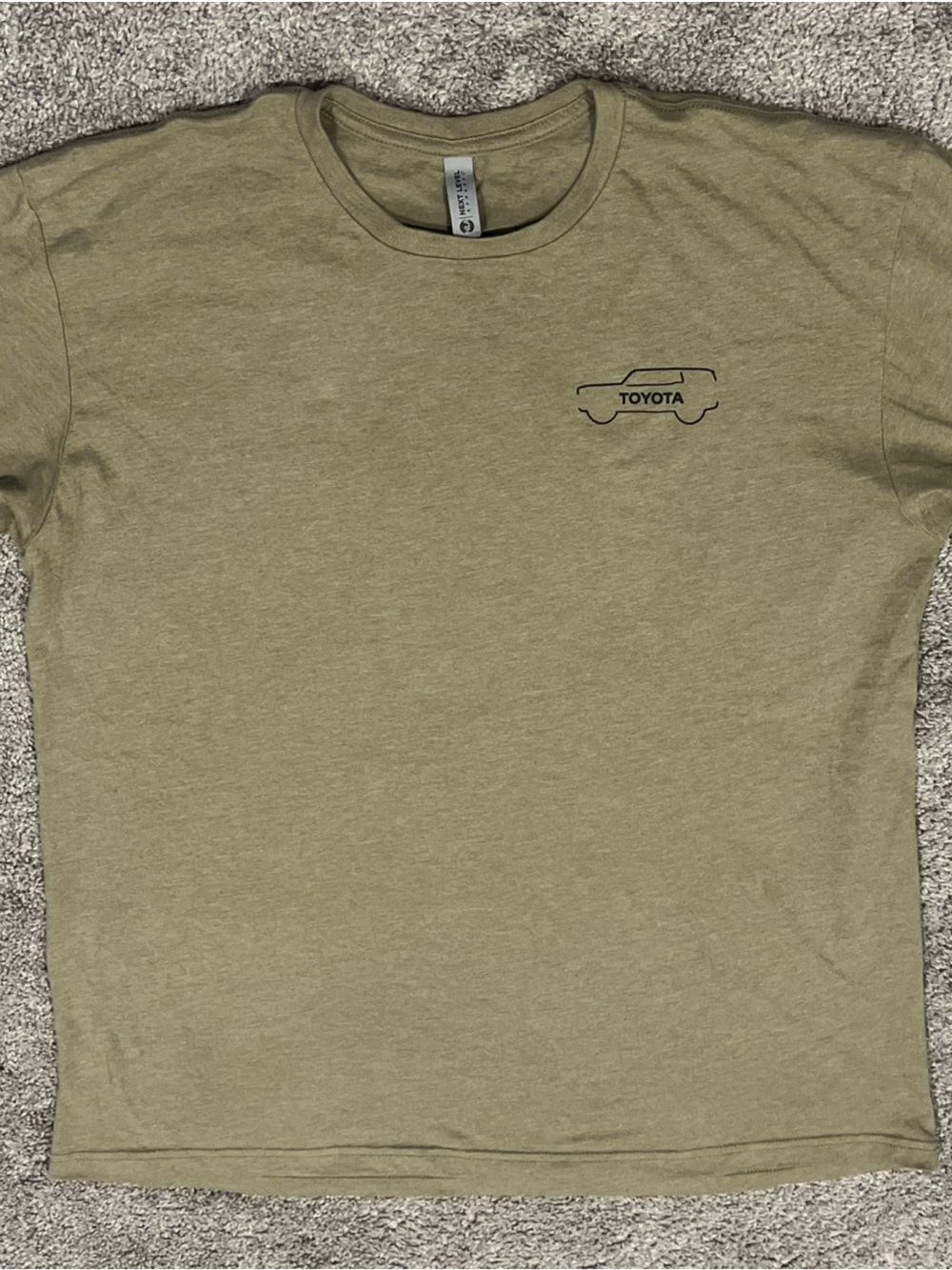 Next Level Apparel Olive Green Toyota 2024 Land Cruiser Short Sleeve Tee Rare!